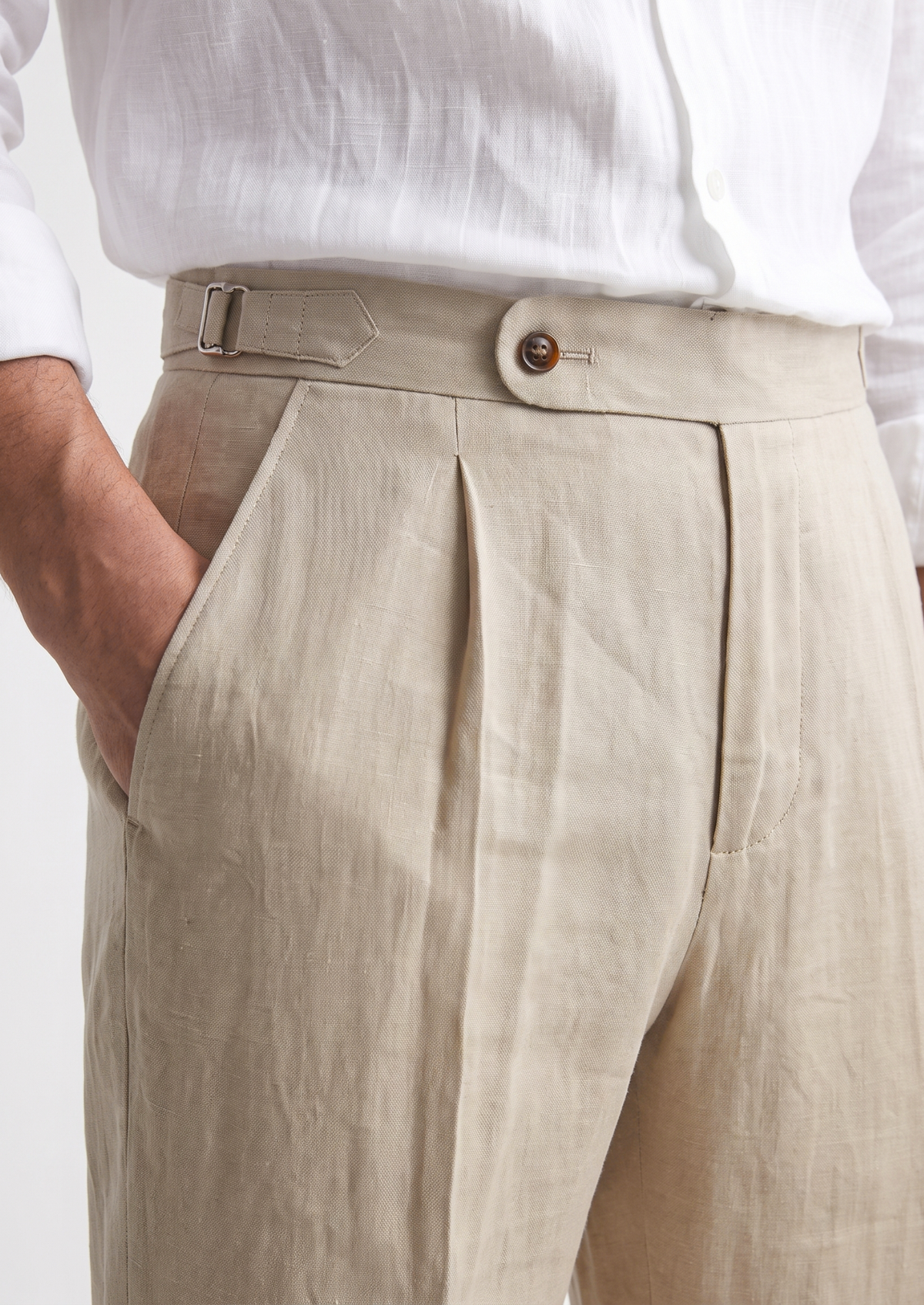 Tuscany Pleated Coastal Trousers - Sand | Auremmont