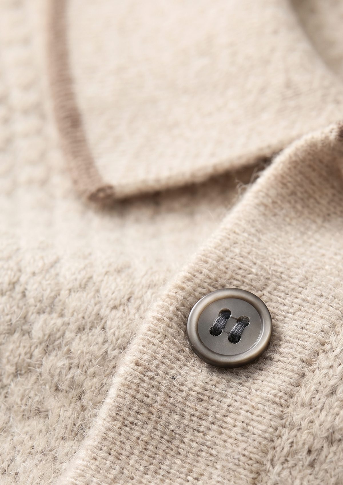 Premium Cashmere Ivory Two-Tone Polo | Auremmont