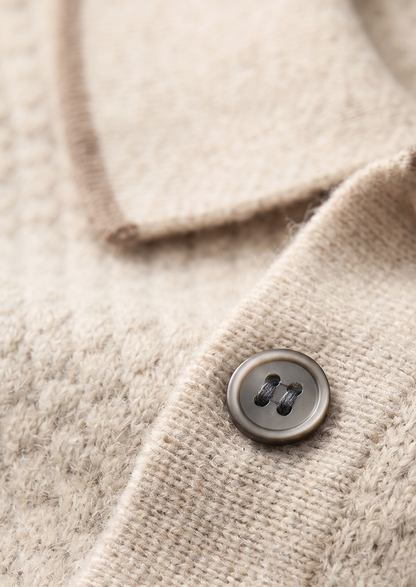 Premium Cashmere Ivory Two-Tone Polo | Auremmont