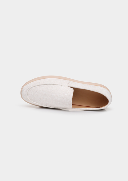 White Linen City Loafers | Auremmont