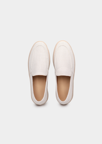 White Linen City Loafers | Auremmont