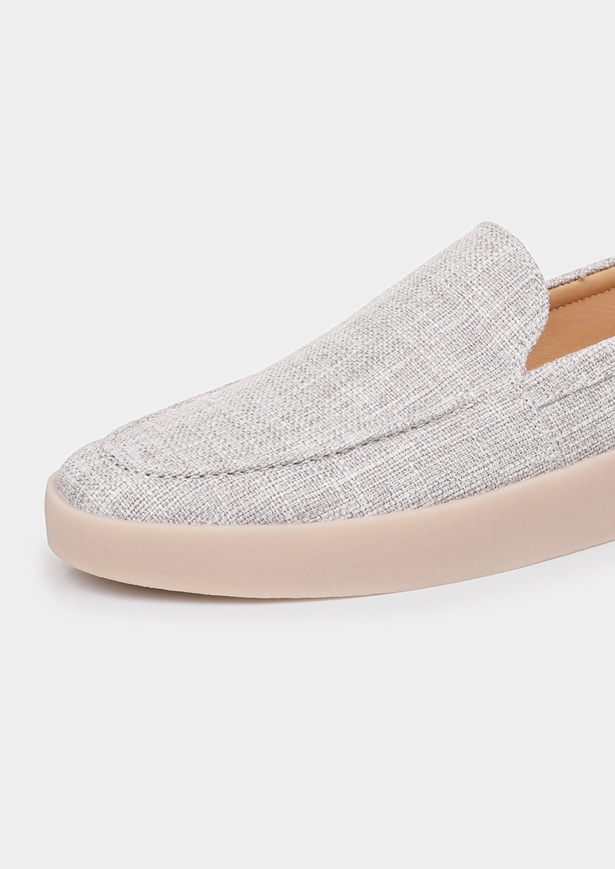 Gray Linen City Loafers | Auremmont