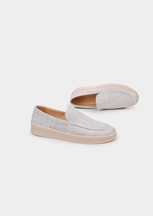 Gray Linen City Loafers | Auremmont