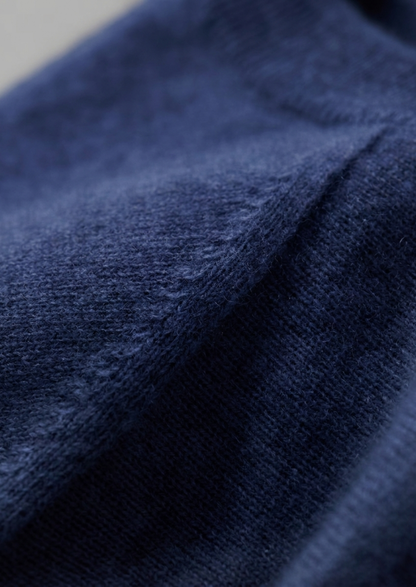 Premium Cashmere Classic Crewneck T-Shirt - Navy Blue | Auremmont