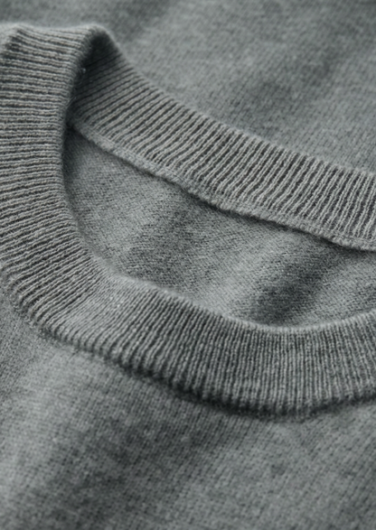 Premium Cashmere Classic Crewneck T-Shirt - Shadow Flint | Auremmont