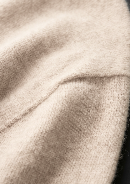 Premium Cashmere Classic Crewneck T-Shirt - Ivory Mocha | Auremmont