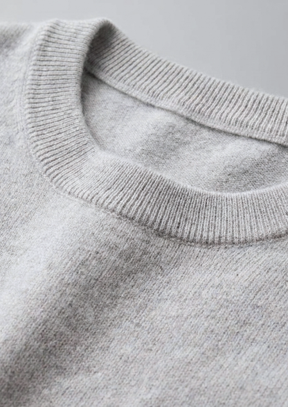 Premium Cashmere Classic Crewneck T-Shirt - Light Gray | Auremmont