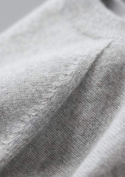 Premium Cashmere Classic Crewneck T-Shirt - Light Gray | Auremmont