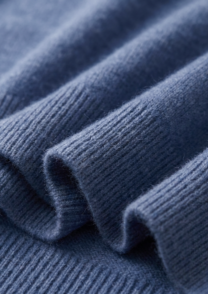 Premium Cashmere Classic Crewneck T-Shirt - Deep Atlantic | Auremmont