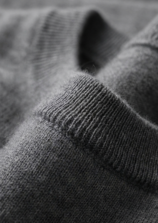 Premium Cashmere Classic Crewneck T-Shirt - Dark Gray | Auremmont