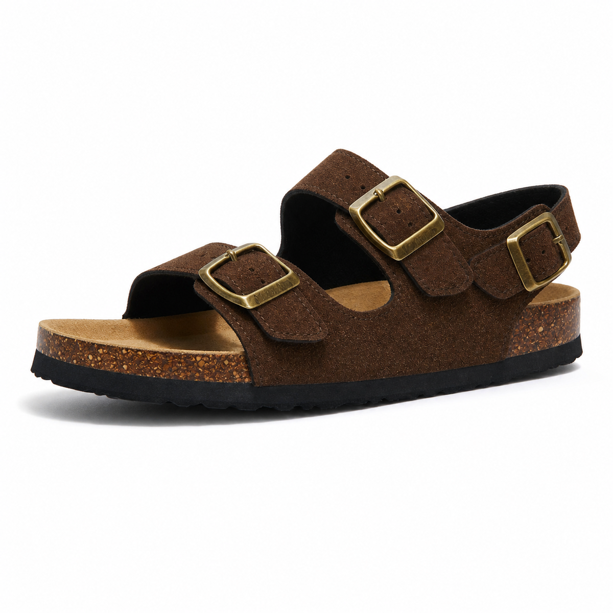 Amalfi Three-Strap Cork Sandals - Dark Brown | Auremmont
