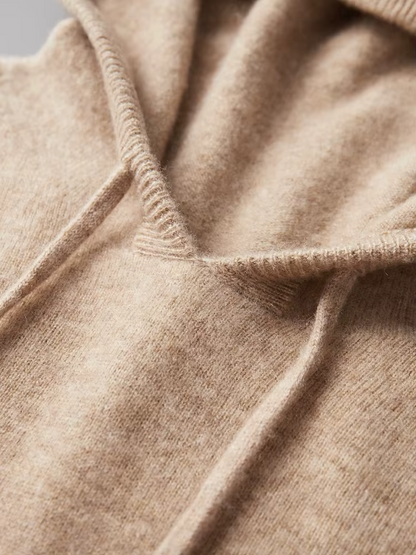 Pure Extra-Fine Merino Wool Beige Leisure Hoodie | Auremmont