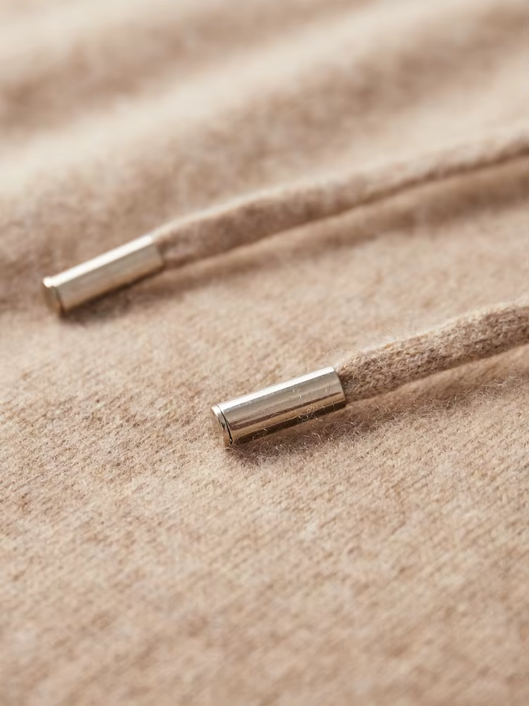 Pure Extra-Fine Merino Wool Beige Leisure Hoodie | Auremmont