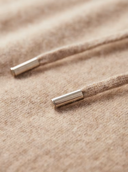 Pure Extra-Fine Merino Wool Beige Leisure Hoodie | Auremmont