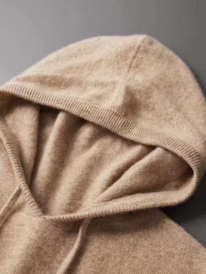 Pure Extra-Fine Merino Wool Beige Leisure Hoodie | Auremmont