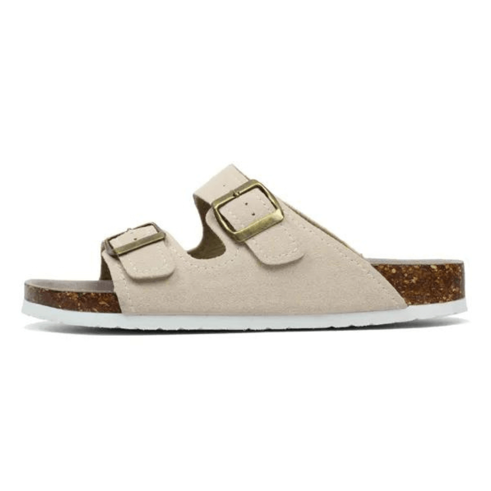 Maibulun Suede Arizona Sandals - Cream | Auremmont