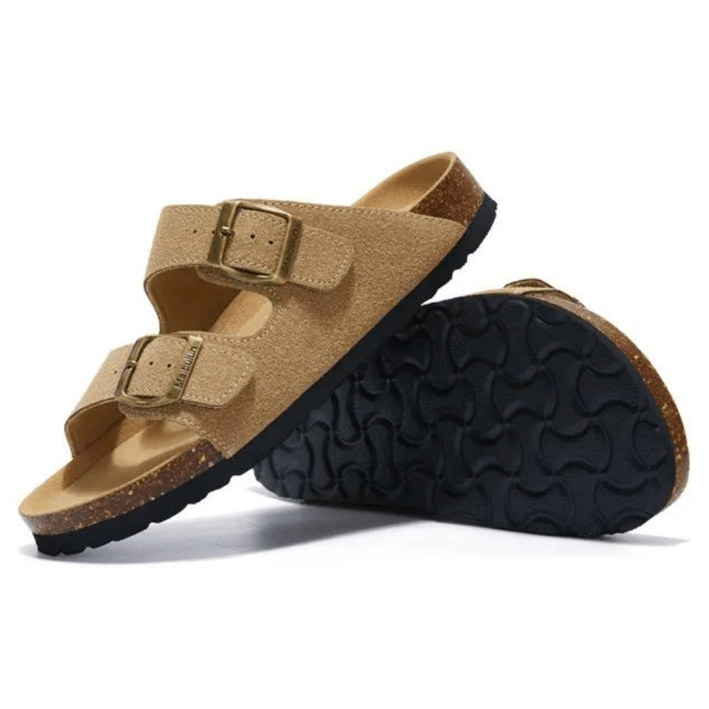 Maibulun Suede Arizona Sandals - Light Brown | Auremmont