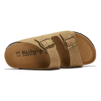Maibulun Suede Arizona Sandals - Light Brown | Auremmont