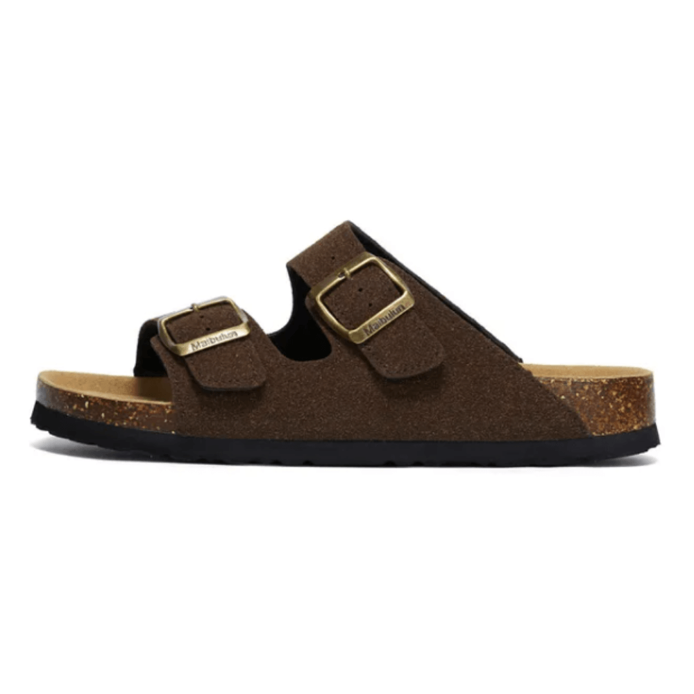 Maibulun Suede Arizona Sandals - Dark Brown | Auremmont