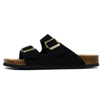 Maibulun Suede Arizona Sandals - Black | Auremmont