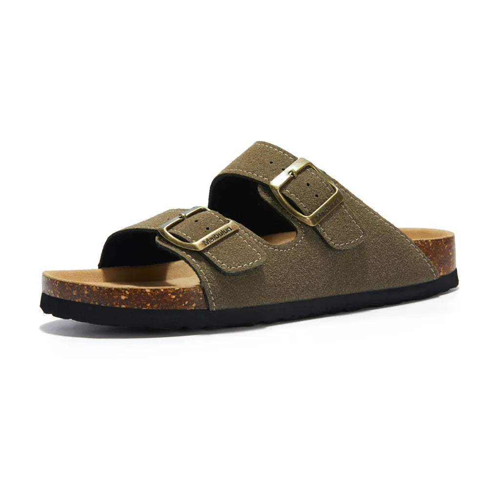 Maibulun Suede Arizona Sandals - Moss Green | Auremmont