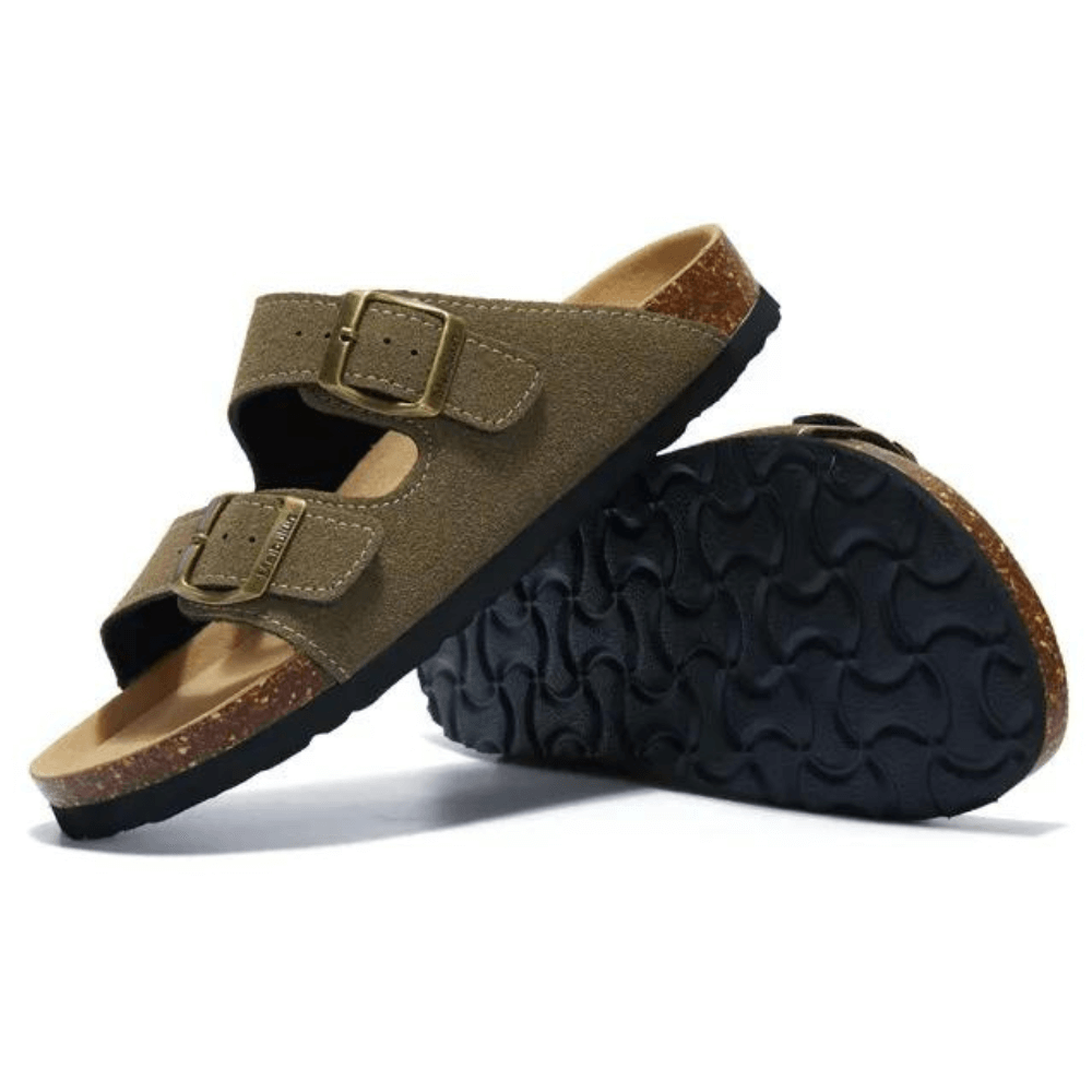 Maibulun Suede Arizona Sandals - Moss Green | Auremmont