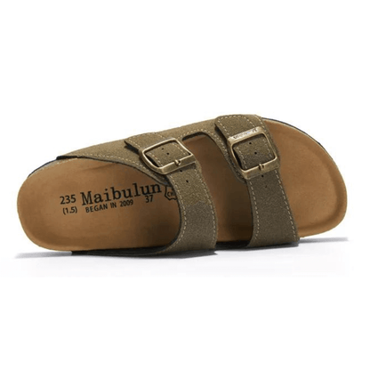 Maibulun Suede Arizona Sandals - Moss Green | Auremmont