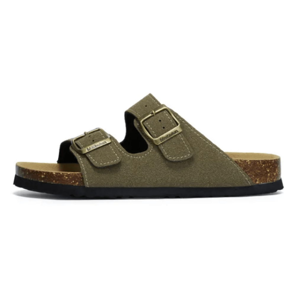 Maibulun Suede Arizona Sandals - Moss Green | Auremmont