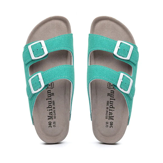 Maibulun Suede Arizona Sandals - Aqua | Auremmont