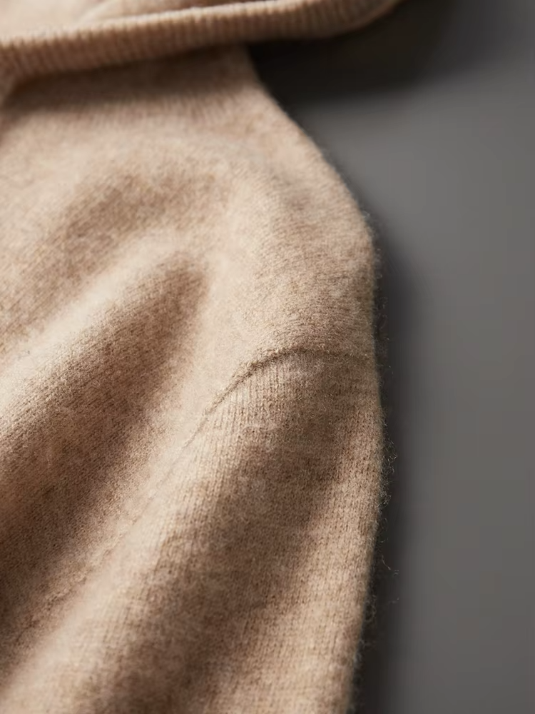 Pure Extra-Fine Merino Wool Beige Leisure Hoodie | Auremmont