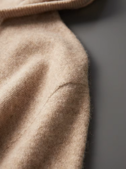Pure Extra-Fine Merino Wool Beige Leisure Hoodie | Auremmont
