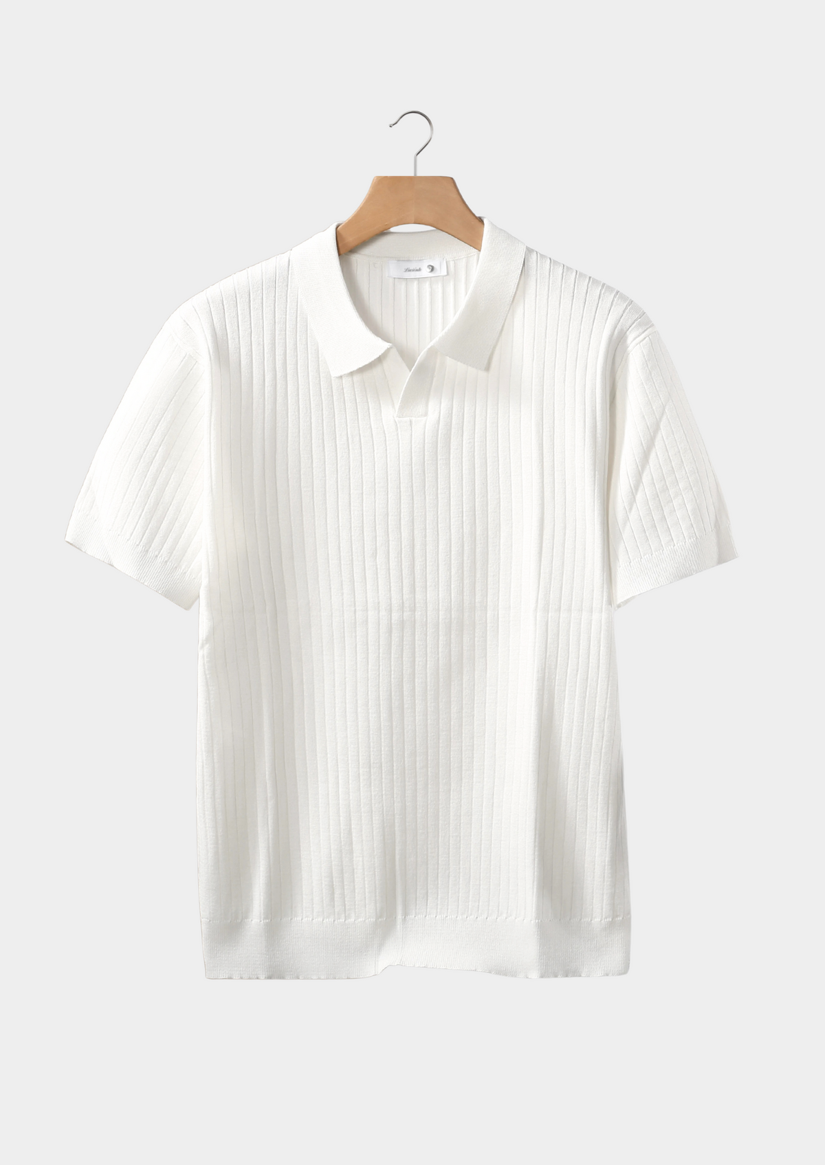 White Ribbed Buttonless Polo | Auremmont