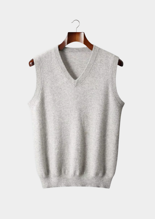 Pure Extra-Fine Merino Wool V-Neck Vest | Auremmont