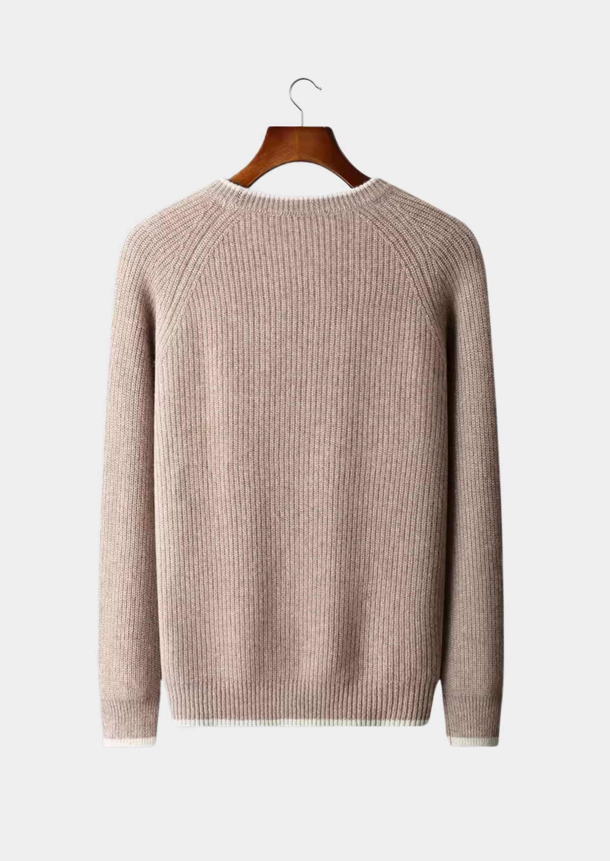 Pure Extra-Fine Merino Wool Two Tone Crewneck | Auremmont
