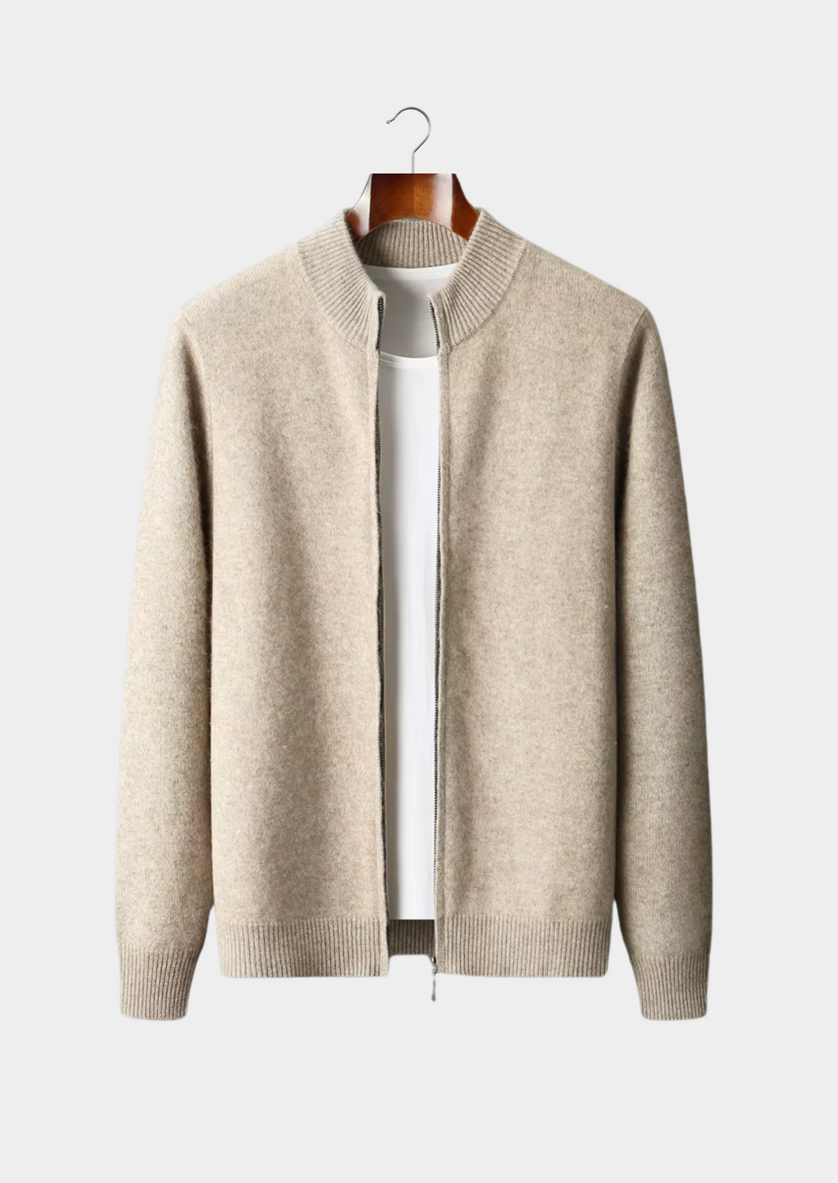 Pure Extra-Fine Merino Wool Zipper Cardigan | Auremmont
