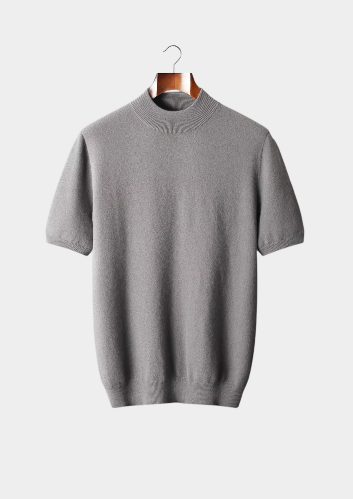 Premium Cashmere Mock Neck T-Shirt | Auremmont