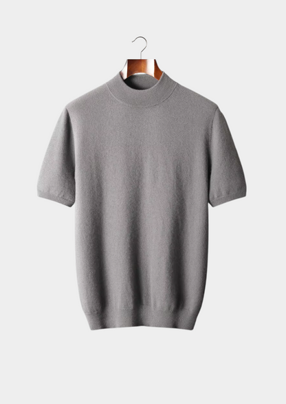 Premium Cashmere Mock Neck T-Shirt | Auremmont