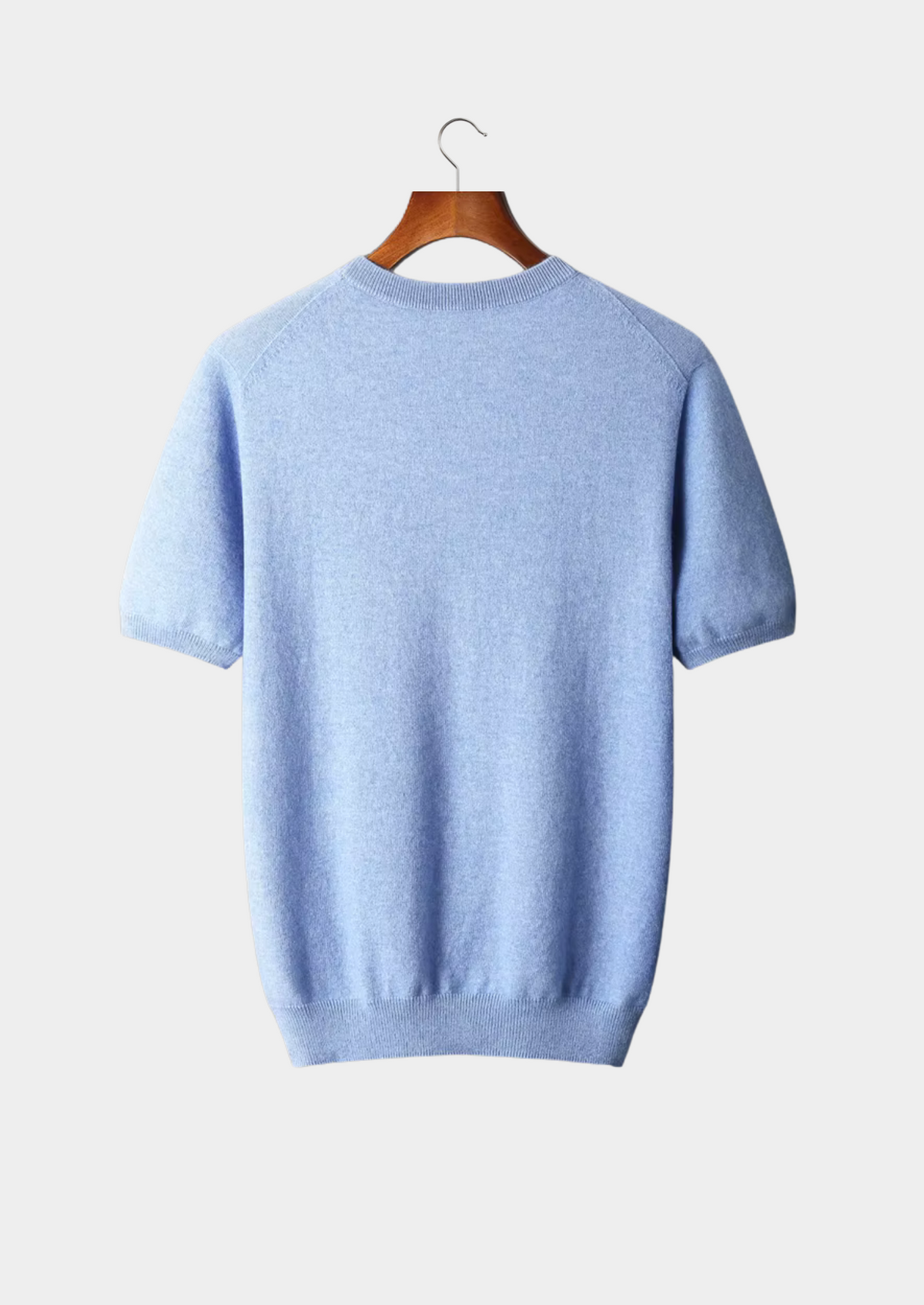 Premium Cashmere Classic Crewneck T-Shirt - Light Blue | Auremmont