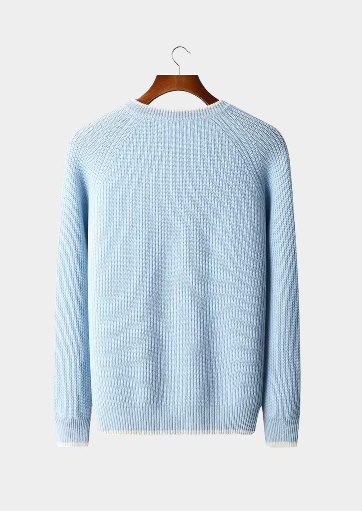 Pure Extra-Fine Merino Wool Two Tone Crewneck | Auremmont