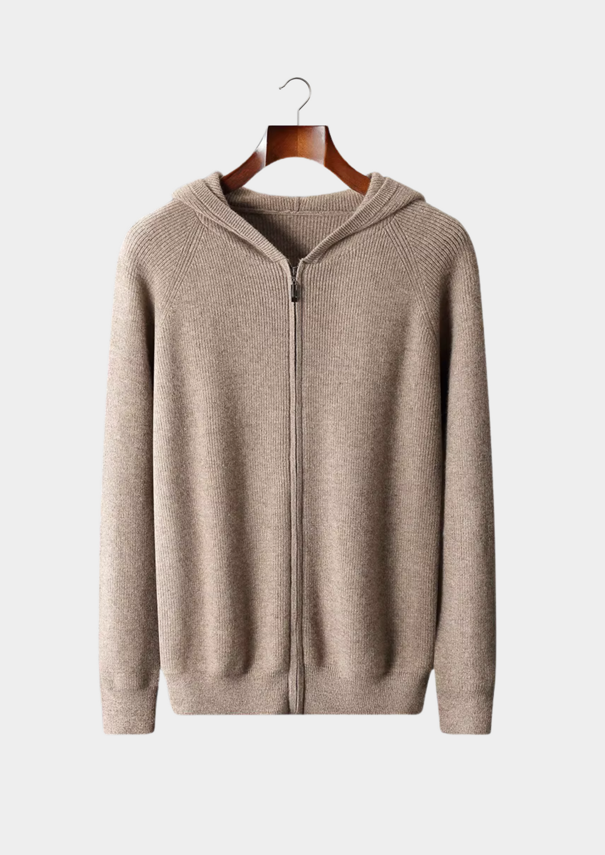 Pure Extra-Fine Merino Wool Ribbed Zip Hoodie | Auremmont