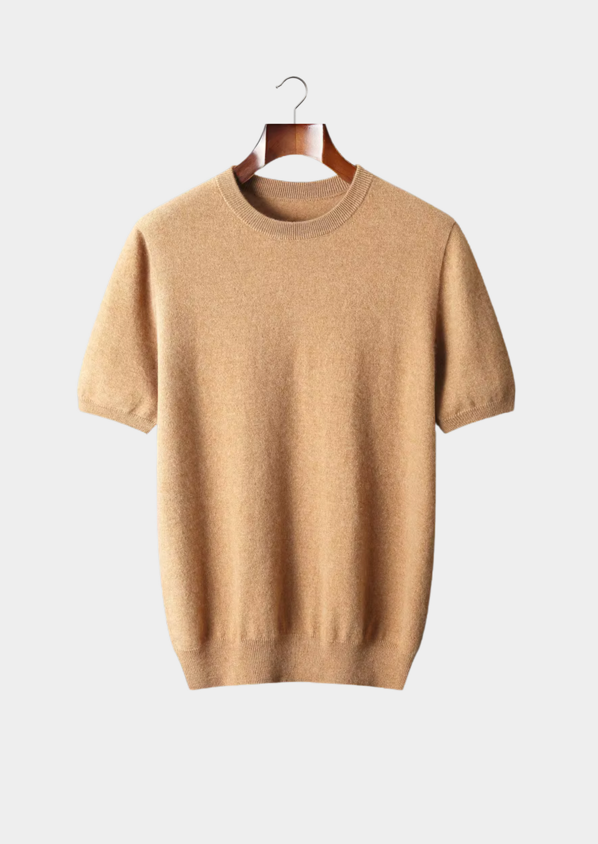Premium Cashmere Classic Crewneck T-Shirt - Honey Mustard | Auremmont
