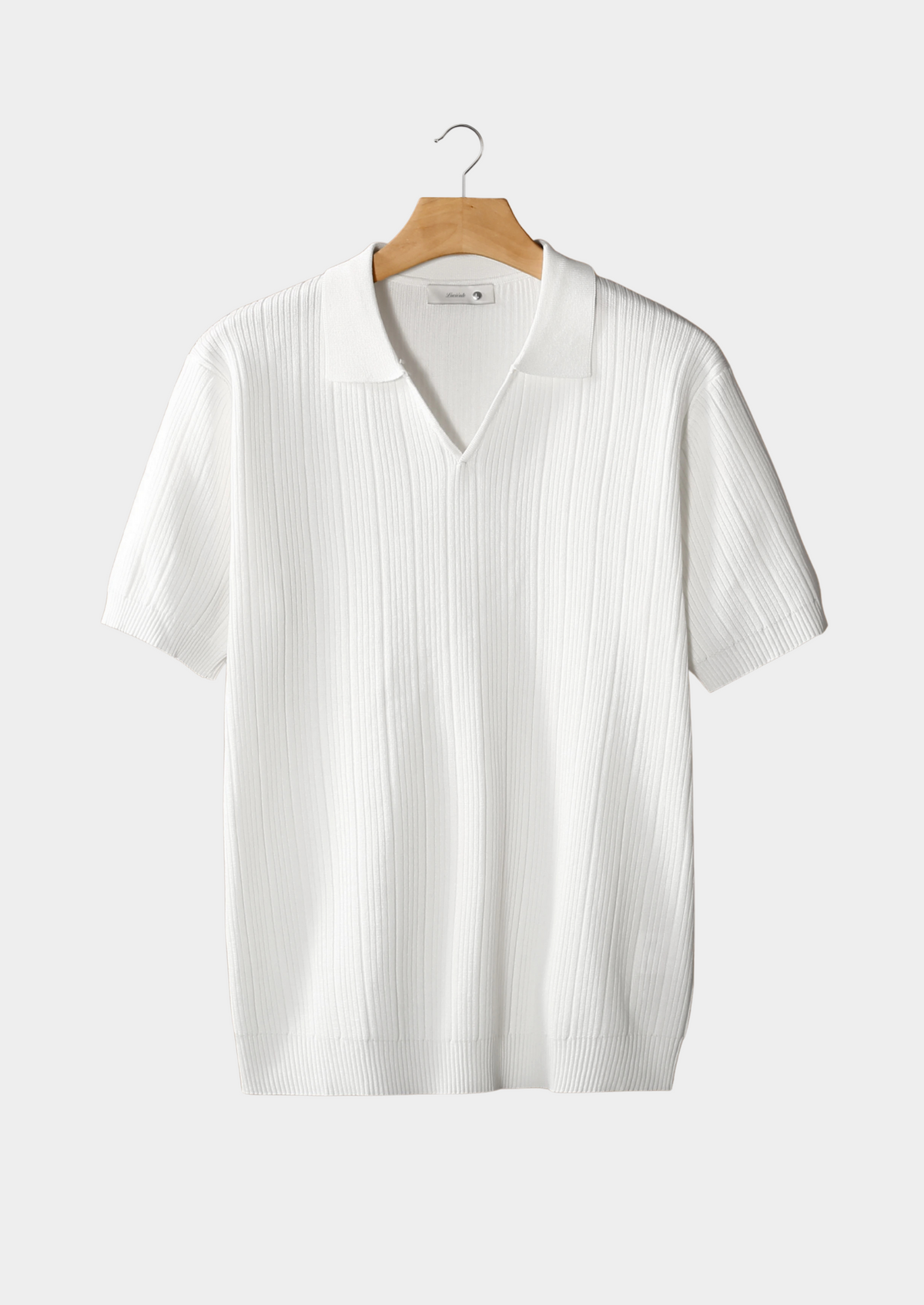 White Open Collar Ribbed Polo | Auremmont