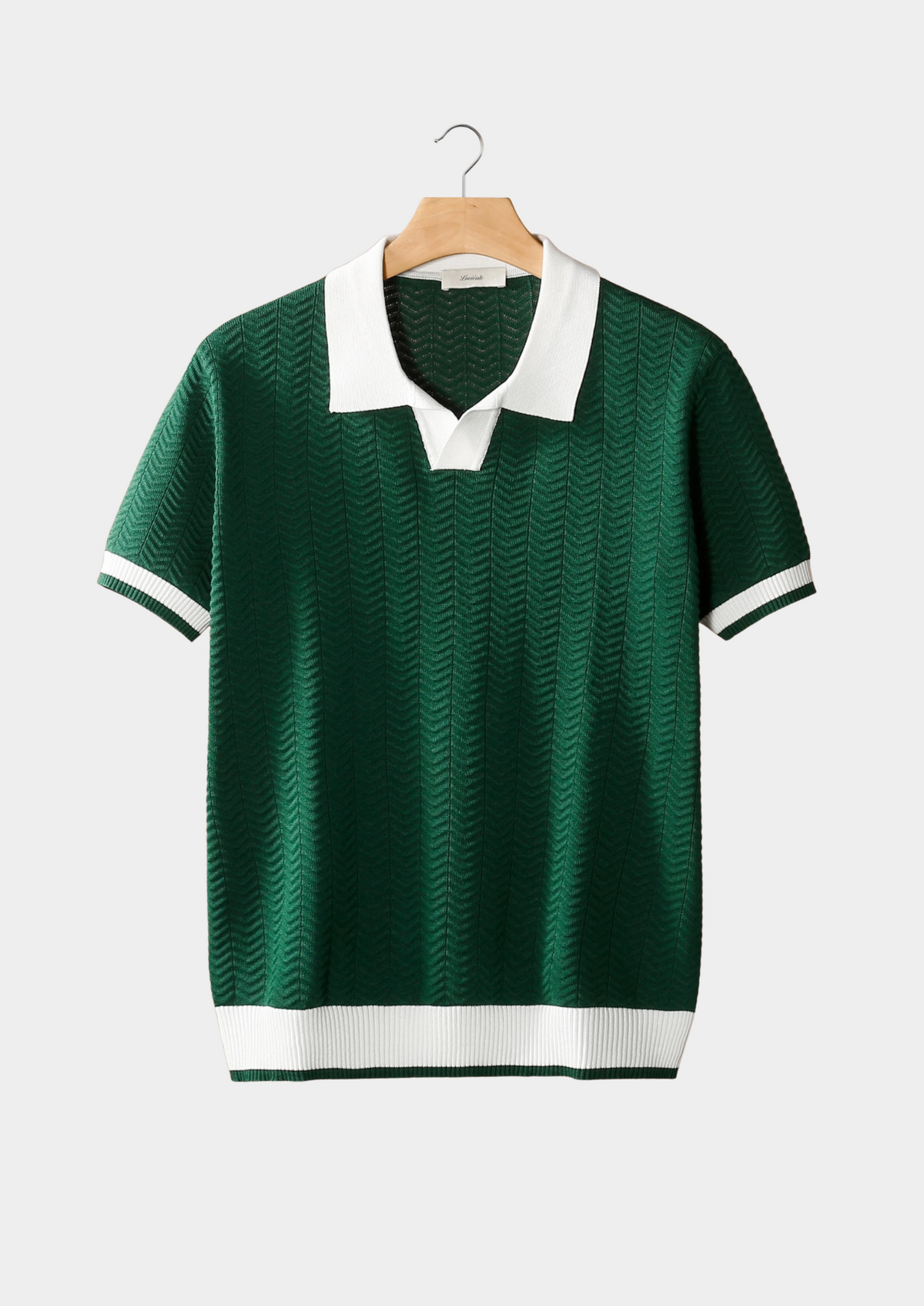 Green Contrast Textured Polo | Auremmont