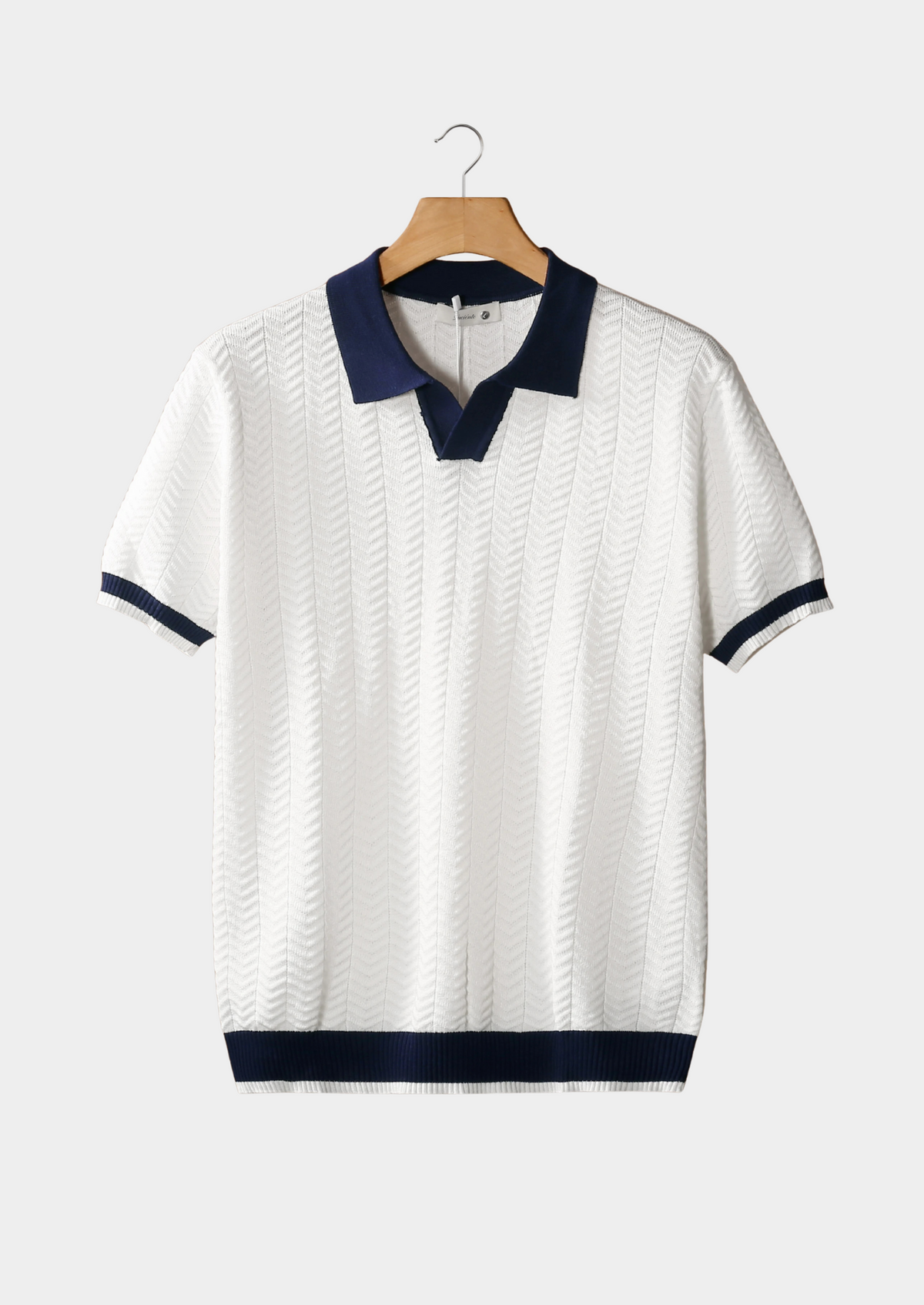 White Contrast Textured Polo | Auremmont