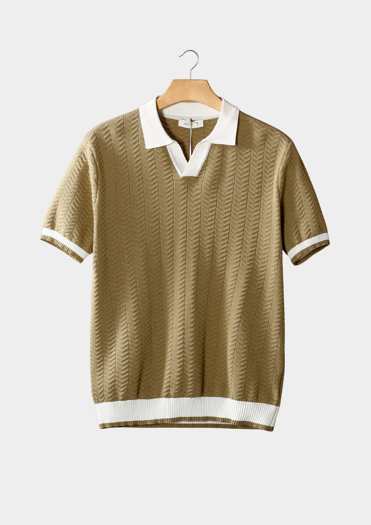 Almond Contrast Textured Polo | Auremmont