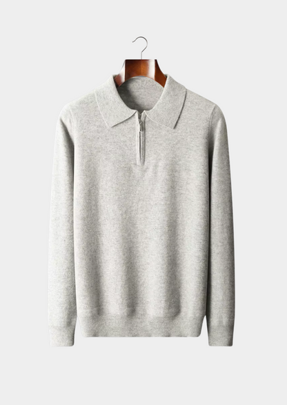 Pure Extra-Fine Merino Wool Half Zip Polo | Auremmont