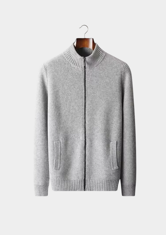 Pure Extra-Fine Merino Wool Ribbed Cardigan | Auremmont