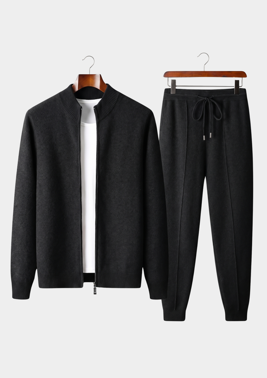 Pure Extra-Fine Merino Wool Black Luzzo Set | Auremmont