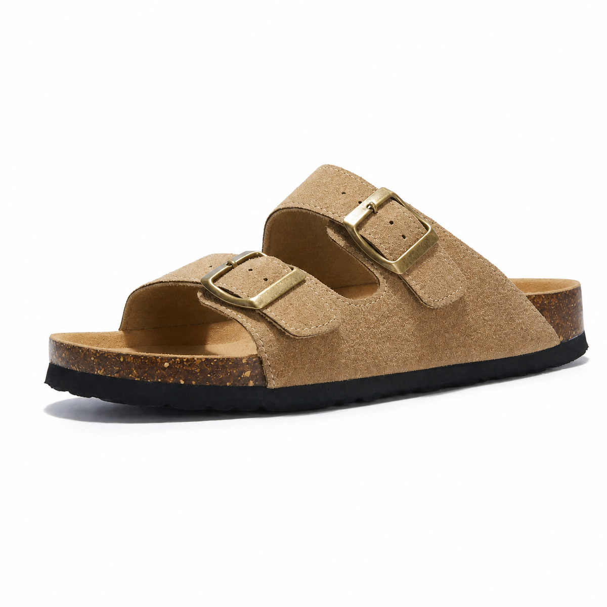 Maibulun Suede Arizona Sandals - Light Brown | Auremmont