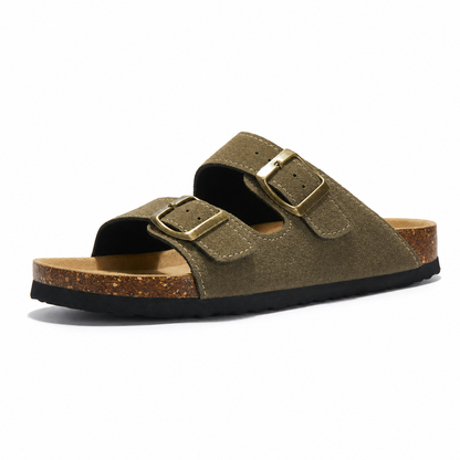 Maibulun Suede Arizona Sandals - Moss Green | Auremmont